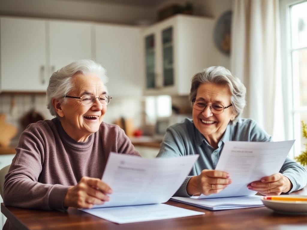 Senior couple in Illinois reviewing approved LIHEAP paperwork